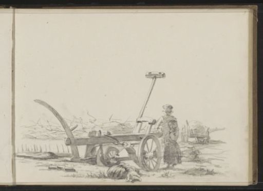 Farmer and girl with a plow