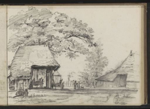 Farmyard with figures and agricultural implements in Almelo