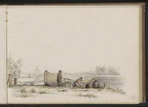 Workers at a waterfront