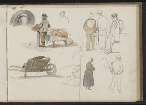 Study sheet with a cart, an eye, and figures