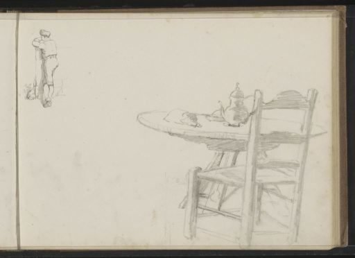 Chair and table with a teapot