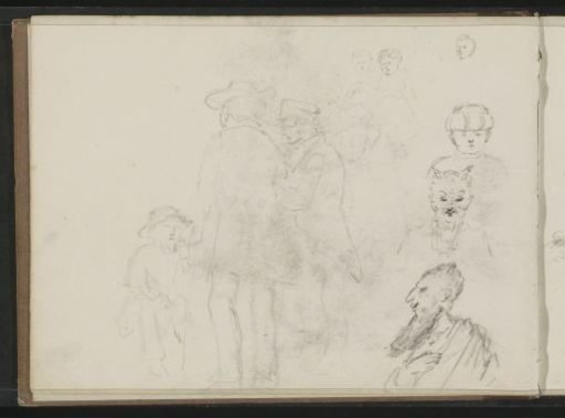 Study sheet with men, children and heads