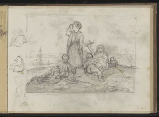 Group of children on a hill in a landscape