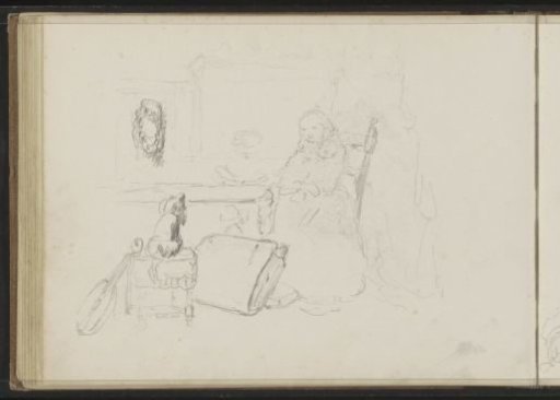 Woman and Child at a Table in an Interior
