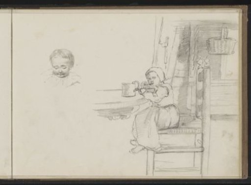 Farm Interior with a Girl Eating