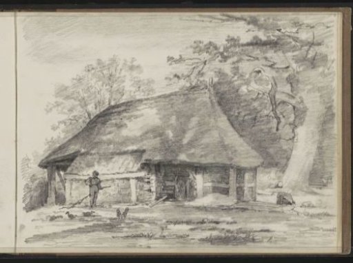 Man with a Branch in Front of a Farm