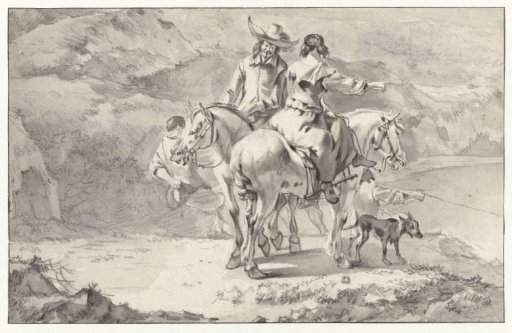 Couple on Horseback at a Mountain Lake
