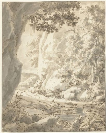 View of a Road between High, Overgrown Rocks
