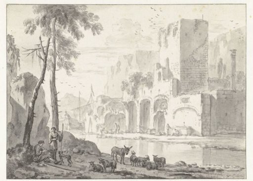 View of Ruins at the Bank of a River