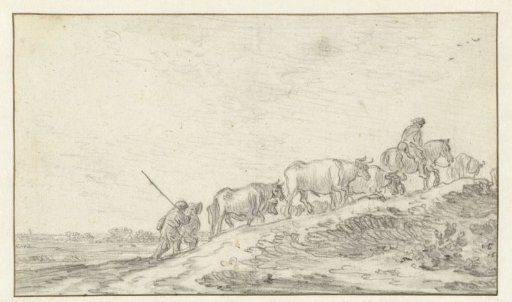 Cattle Drivers and Cattle on a Slope