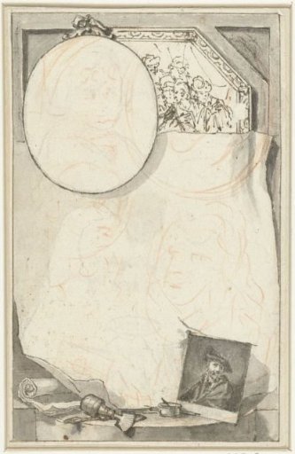 Sketches for portraits of Gerbrand van den Eeckhout and the brothers Jacques and Wallerant Vaillant