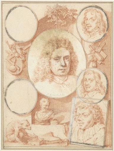 Composition of portraits of various artists