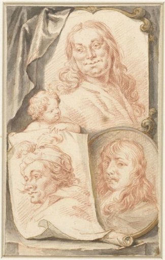 Composition of portraits of various artists