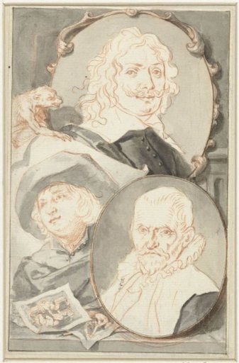 Portraits of Adriaan Brouwer, Jurriaen Ovens and Cornelis Bega