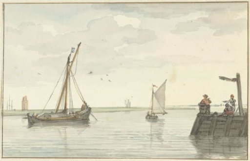 The stone lighthouse and the harbour pier of Durgerdam
