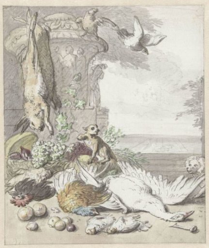 Dead Game, a Monkey, a Dog and Some Birds
