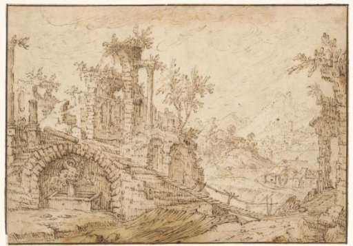 Landscape with antique ruins
