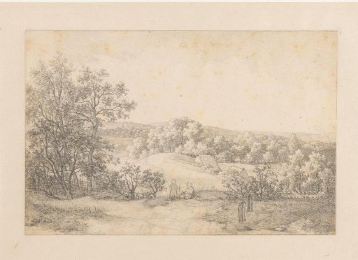 Hilly landscape with groups of trees