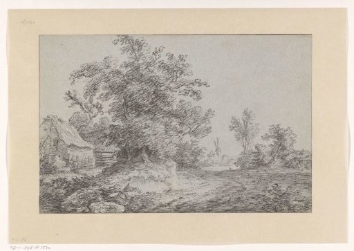 Landscape with trees, houses and a windmill