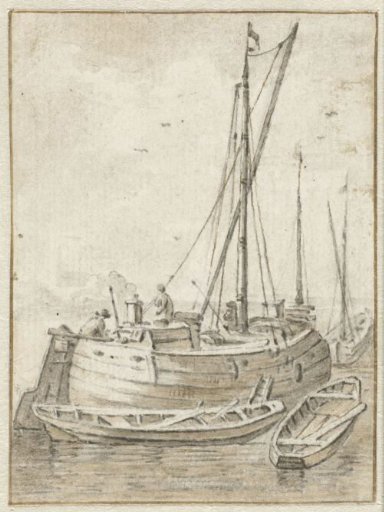 Boat with two rowing boats