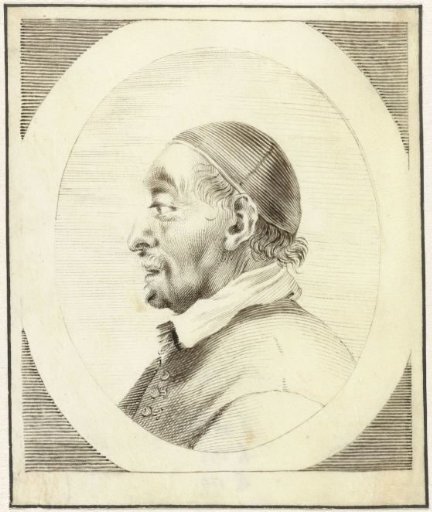 Portrait of an unknown man with cap on, in profile to the left