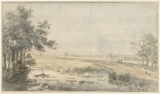 Landscape with a fisherman by the water