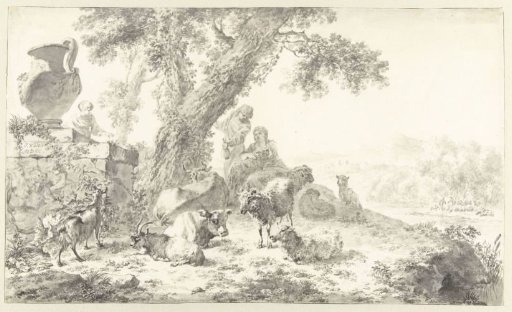Herders with their Flock under a Tree