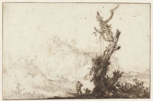 Mountainous Landscape with a Bare Tree in the Foreground