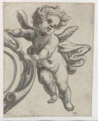 Part of a cartouche with a putto