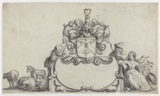 Cartouche with the coat of arms of James Balfour of Denmiln
