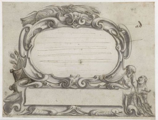 Cartouche with two men sorting fish