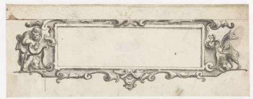 Rectangular cartouche with man and animals