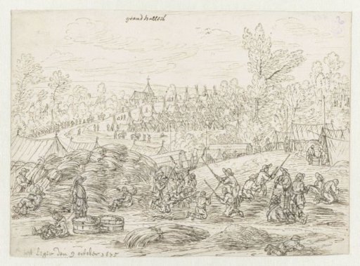 View of an Encampment of the Army of Willem III near Grand-Hallet, Liège