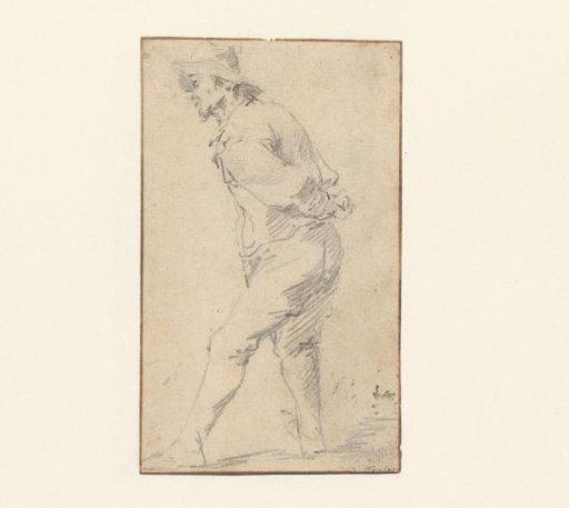 Standing man with hands on his back