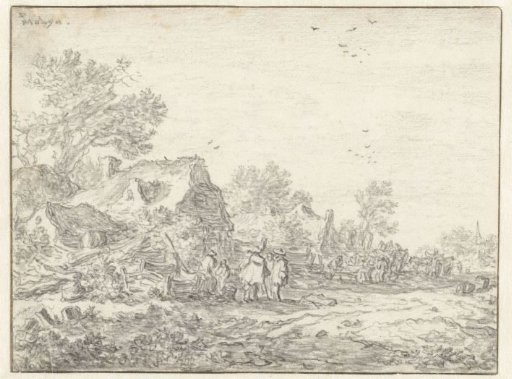 Huts along a road