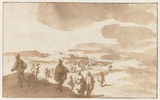 Two sketches of people in the dunes near Scheveningen