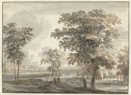 Wooded Landscape with Herdsmen near a River