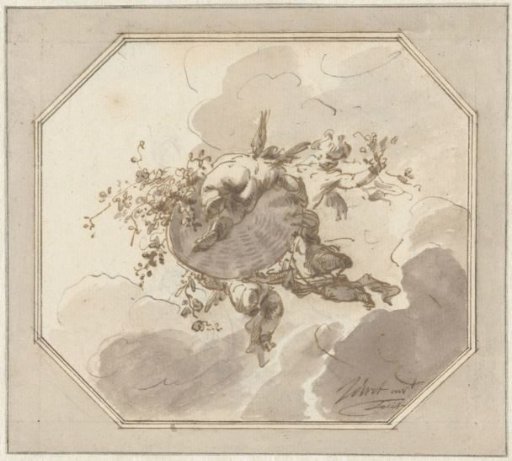 Design for a ceiling painting with putti with a basket
