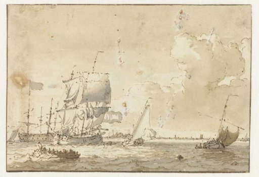 Ships on the water before a city