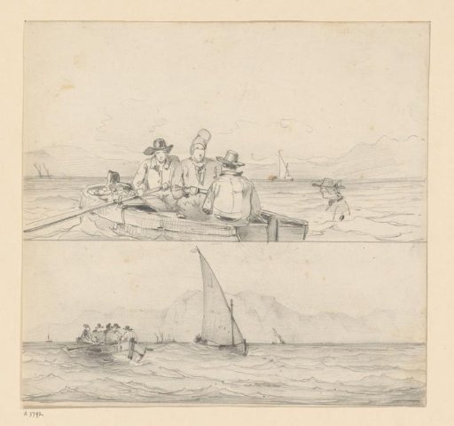 Two Sketches of a Skiff with Figures