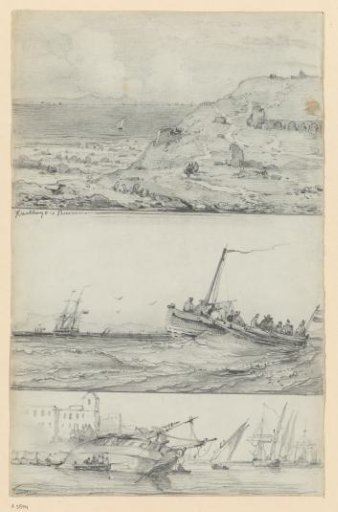 Sketches of the Ruins of Carthage, a Seapiece, and a Shipyard in Tunis