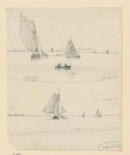 Two sketches with fishing boats