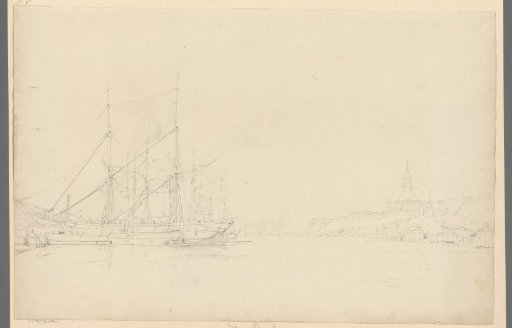 The Nieuwe Vaart near the Oosterkerk in Amsterdam, with ships