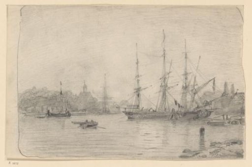 Ship in the Nieuwe Vaart near the Oosterkerk in Amsterdam