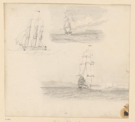 Three studies of sailing ships