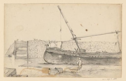 Ship on a dried-up shore
