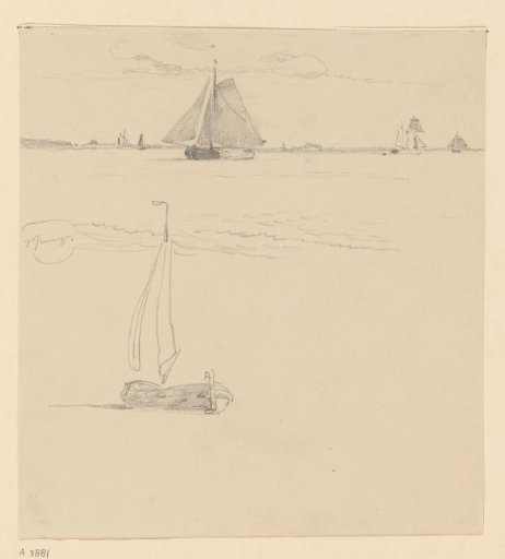 Two sketches with fishing boats