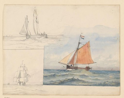 Three studies of sailing ships