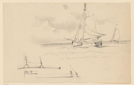 Fishing boats and studies of a mast