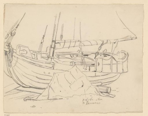 Fishing boat on dry land